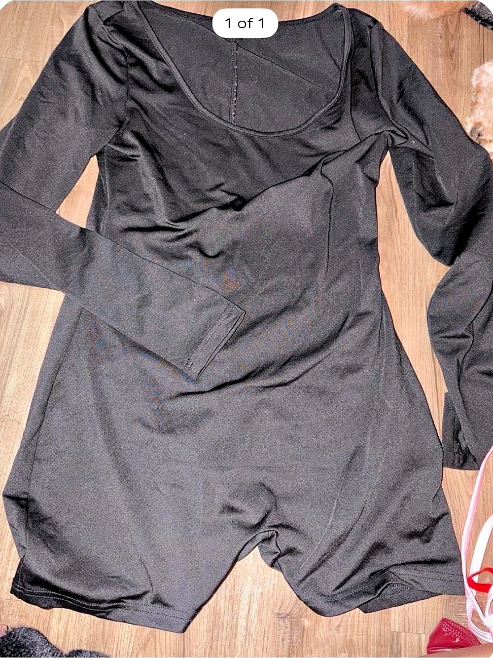 Black Long Sleeve shorts one piece